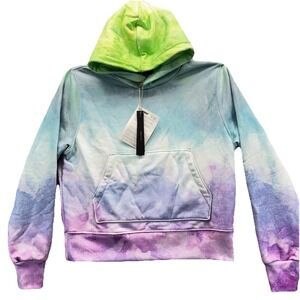 NWT AMIRI Tie-Dyed Loopback Jersey Watercolor Print Hoodie Multi Color Small